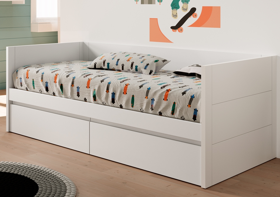 Cama con cajones divan blanca Amelie