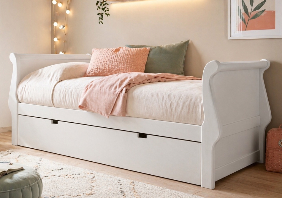 Cama nido góndola blanca lacada