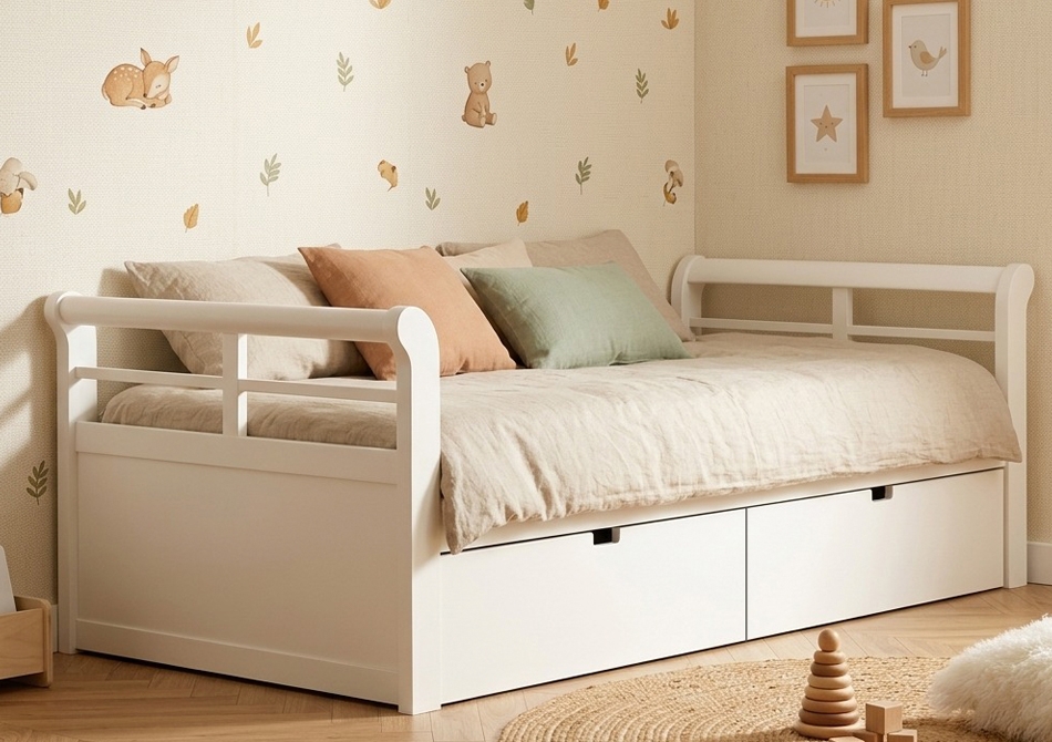 Cama góndola con cajones blanca lacada Barcelona