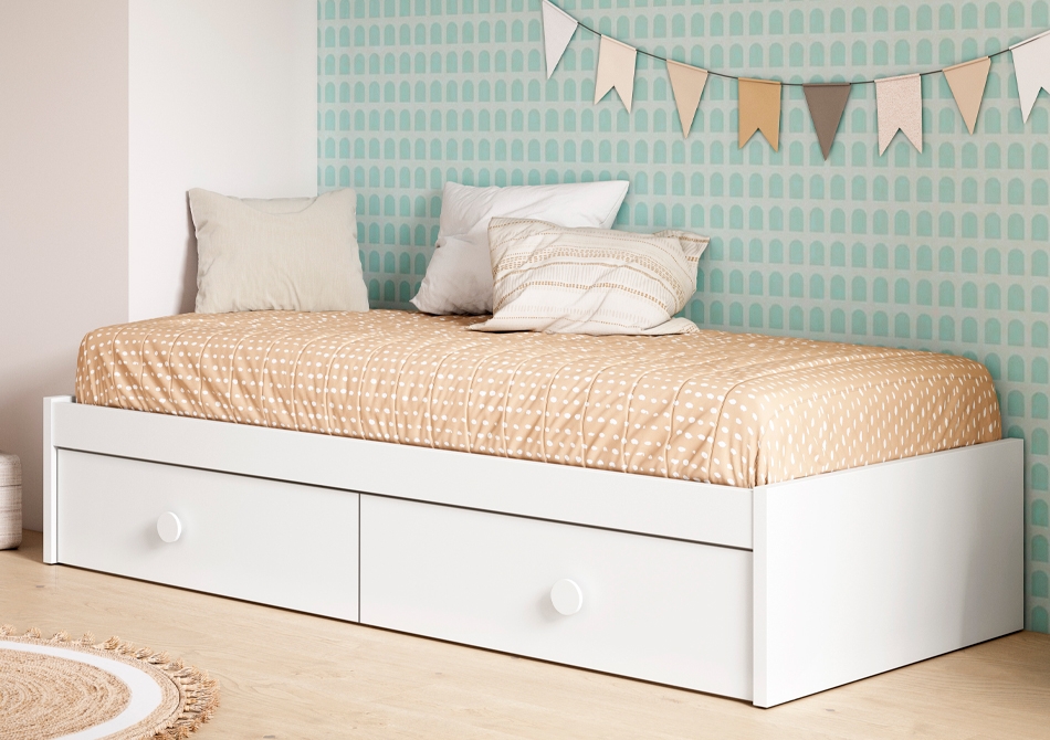 Cama con cajones blanca Duna