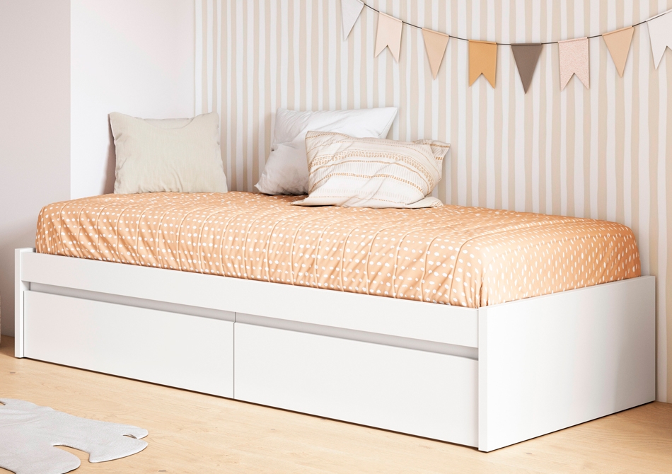 Cama con cajones blanca lacada Duna Premium
