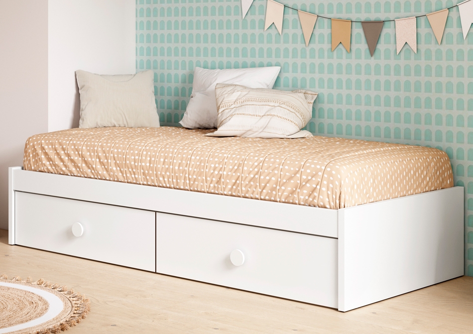 Cama con cajones blanca Duna
